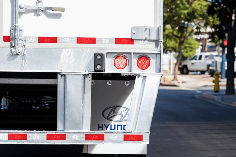 close up rear view of Hyundai Translead truck